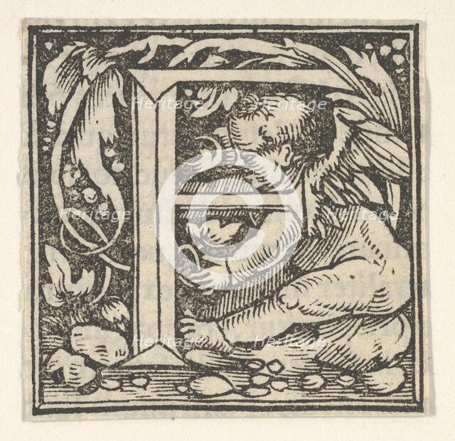 Initial letter F with putto, ca. 1538. Creator: Heinrich Vogtherr.