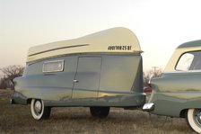 Ford Ranch wagon with kom pack trailer 1952. Artist: Simon Clay.