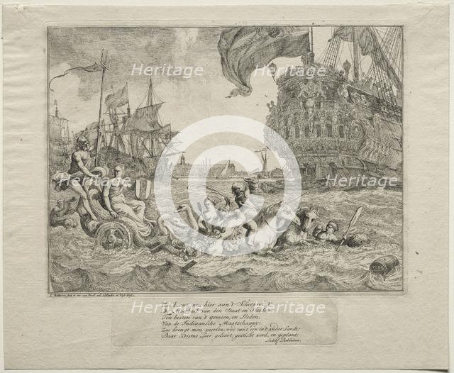 The Personification of Amsterdam Riding in Neptune's Chariot, 1701. Creator: Ludolf Backhuysen (Dutch, 1631-1708); Ludolf Backhuysen (Dutch, 1631-1708).