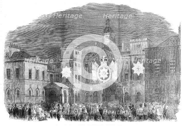 The Peace Illuminations - the Horse Guards, Whitehall Front, 1856.  Creator: Unknown.