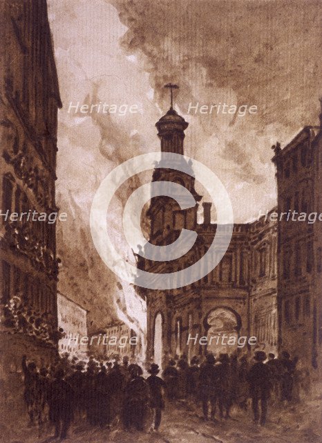 Royal Exchange Fire, London, 1838. Artist: Anon