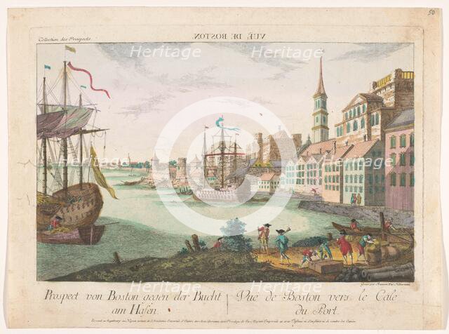 View of the harbour in Boston, 1755-1779. Creator: Franz Xavier Habermann.