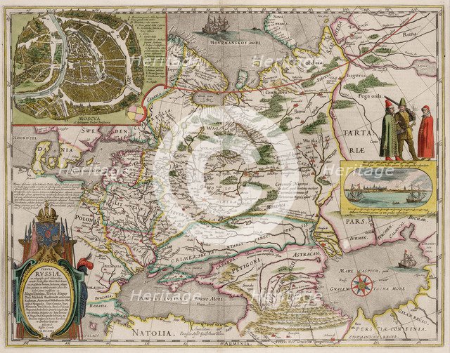 Map of Russia and Moscow (From: Theatrum Orbis Terrarum...), 1645. Artist: Blaeu, Willem Janszoon (1571-1638)