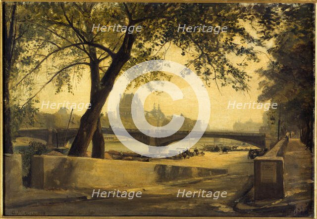 Pont de Solferino and the Pavillon de Flore, seen from Quai d'Orsay, in 1888. Creator: Charles Mercier.