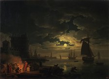 The Port of Palermo in the Moonlight, 1769. Artist: Vernet, Claude Joseph (1714-1789)