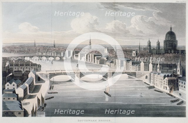 Southwark Bridge, London, 1812. Artist: Anon