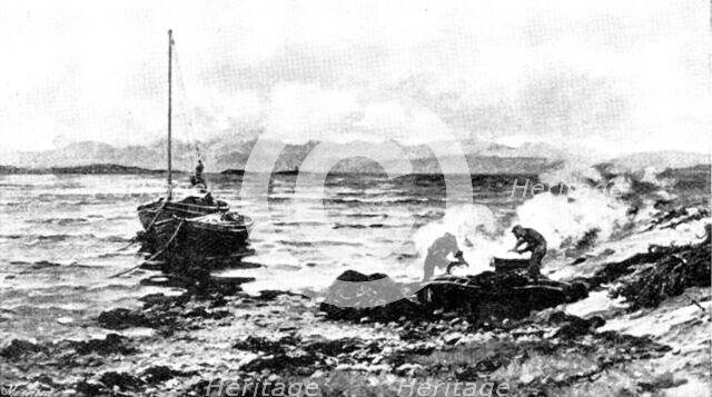 Pictures from the Royal Academy: Tanning the Herring-Nets - C. Hunter, A.R.A., 1895. Creator: George Meisenbach.