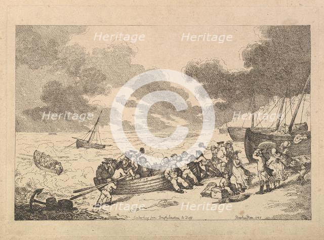 Embarking from Brighthelmstone to Diepp[e] (from, Imitations of Modern Drawings), 1787. Creator: Thomas Rowlandson.