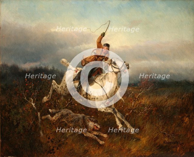 Wolf Hunting, 1870. Artist: Sverchkov, Nikolai Yegorovich (1817-1898)