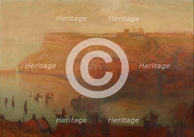 Whitby Abbey in the evening. Creator: Hunt, Alfred William (1830-1896).