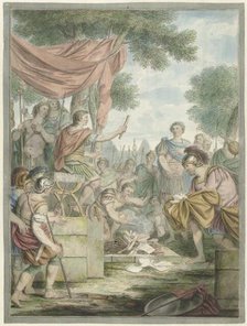 Pompey lets the letters of Sertorius burn, 1766. Creator: Louis Fabritius Dubourg.