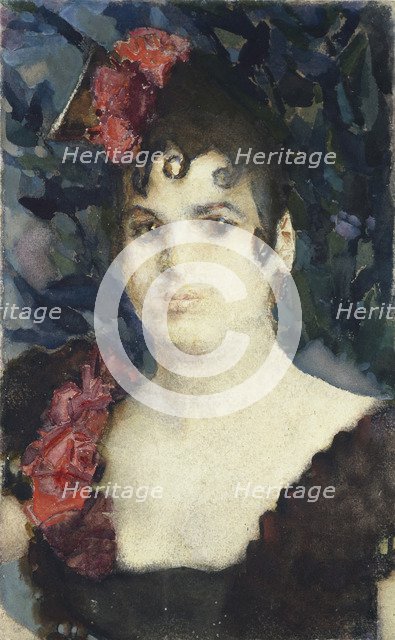 Portrait of Tatyana Lyubatovich as Carmen, 1890s. Artist: Vrubel, Mikhail Alexandrovich (1856-1910)