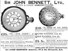 Advertisement for Sir John Bennett, Watch & Clock Manufacturers, 1890. Creator: Unknown.