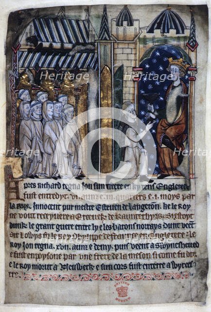 King John is offered a poisoned chalice by a monk, c1280-c1300. Creator: Unknown.