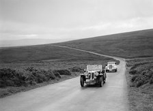 RD Harris' MG Magnette leading RJ Barker's Terraplane at the MCC Torquay Rally, July 1937. Artist: Bill Brunell.