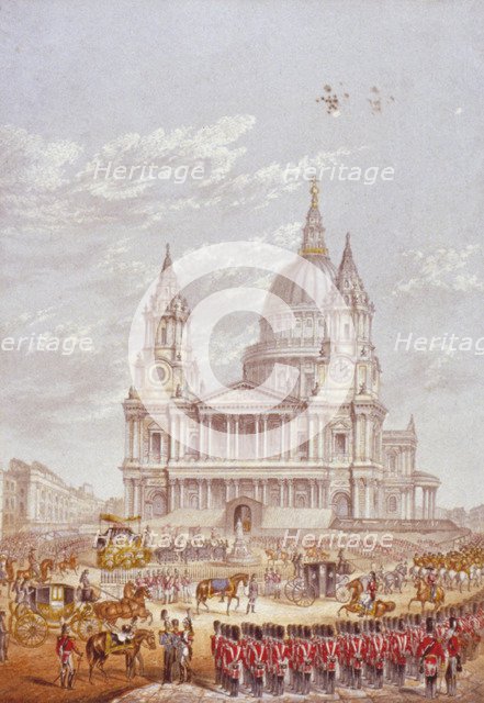 Funeral of the Duke of Wellington, St Paul's Cathedral, City of London, 18 November, 1852. Artist: Anon