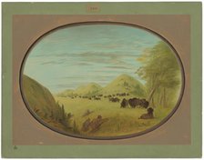 Catlin and Two Companions Shooting Buffalo, 1861/1869. Creator: George Catlin.