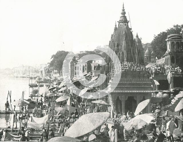 'The Vishnu Pond and Ghat', Benares, India, 1895.  Creator: Unknown.
