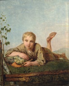 Shepherd Boy with a Pipe, 1820s. Artist: Venetsianov, Alexei Gavrilovich (1780-1847)