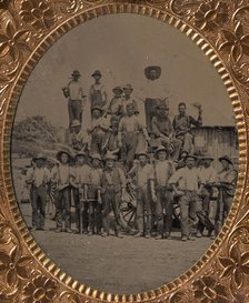 Crew of Twenty-one Workmen Posing With Tools Outdoors, 1860s-80s. Creator: Unknown.