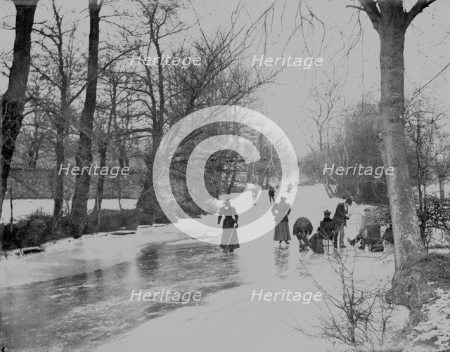 Skating near Abingdon, Oxfordshire, 1895. Artist: Henry Taunt