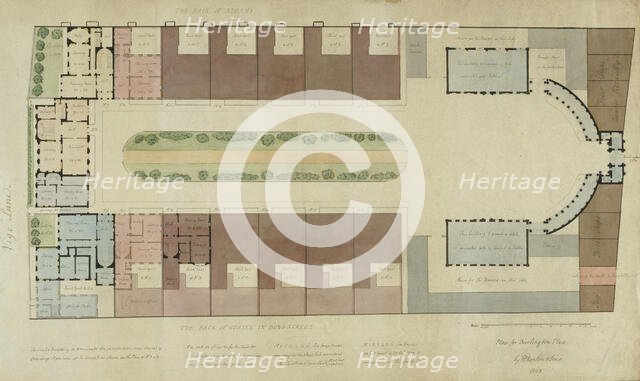 Design for 'Burlington Place', Burlington House site redevelopment, Piccadilly, Westminster..., 1808 Creators: Humphry Repton, John Adey Repton.