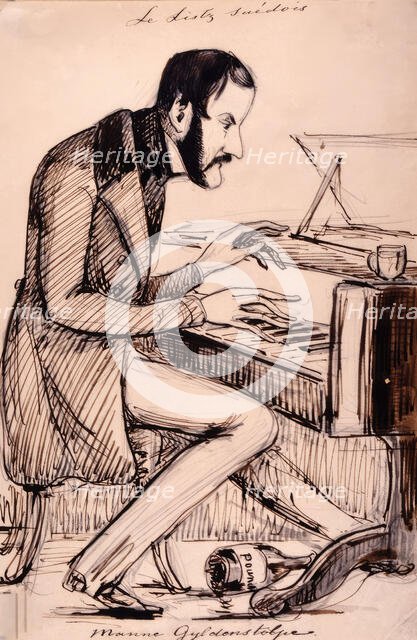 Count Emanuel Gyldenstolpe plays Listz on the piano. (c1850s)  Creator: Fritz von Dardel.