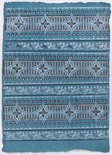 Sheet with four borders with a floral, dot, and stripe pattern, late..., late 18th-mid-19th century. Creator: Anon.
