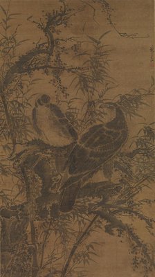 Two hawks in a thicket, mid- 15th century. Creator: Lin Liang.