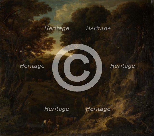 Italian Wooded Landscape with Cattle Pond, c1688-1716. Creators: Cornelis Huysmans, Jan Baptist Huysmans.