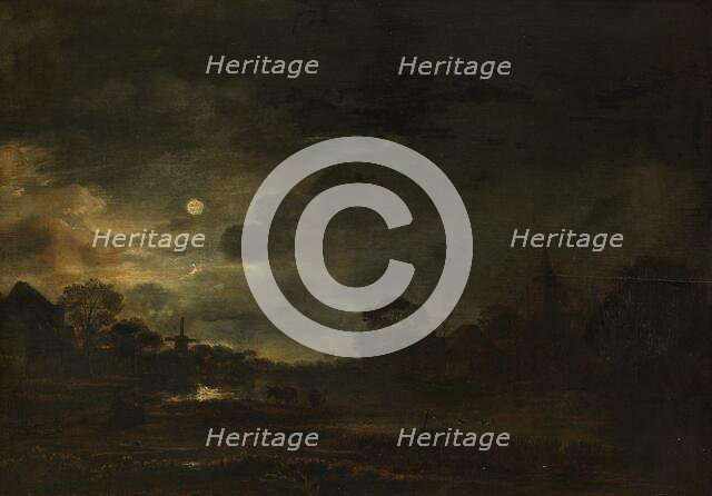 Landscape by Moonlight, c.1640-c.1650. Creator: Aert van der Neer.