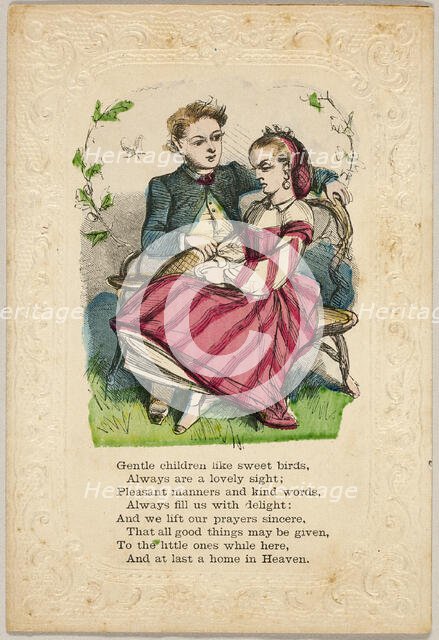Gentle Children Like Sweet Birds (valentine), 1860/69. Creator: Unknown.