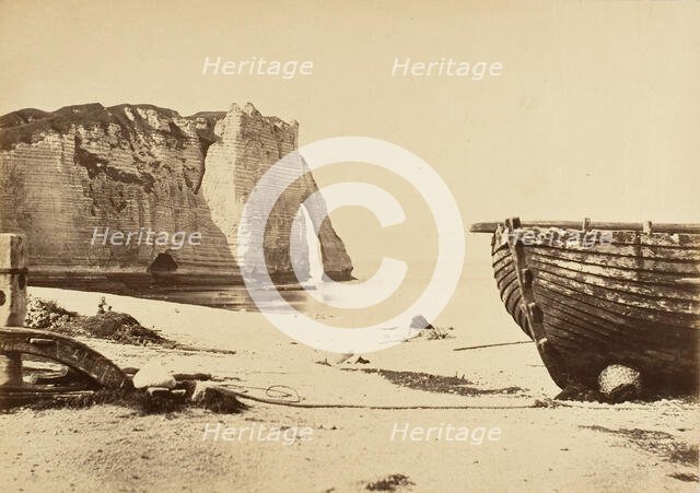 Beach at Etretat, 1870s. Creator: Unknown.