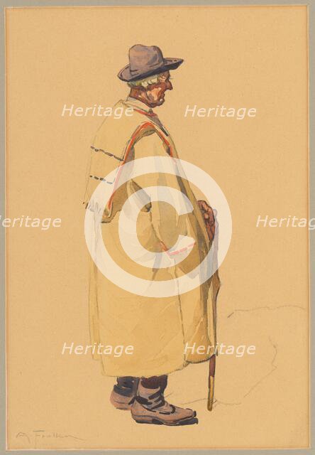 Study of a peasant, around 1920. Creator: Anton Frolka.