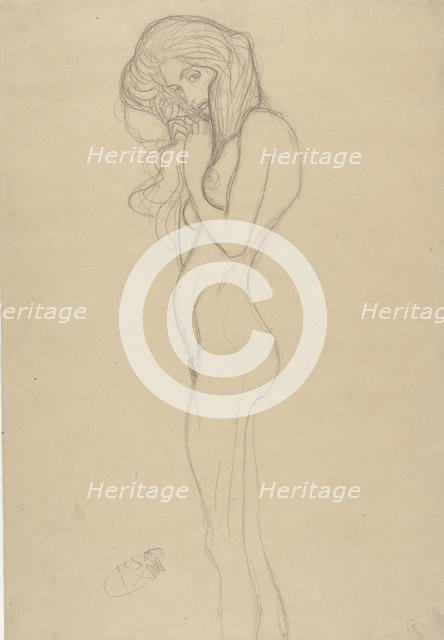 Standing Female Nude (Study for The Beethoven Frieze), 1901. Creator: Klimt, Gustav (1862-1918).
