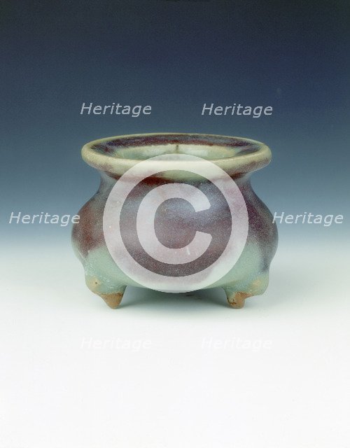 Jun stoneware tripod censer with red and purple splashes, Jin dynasty, China, 1115-1234. Artist: Unknown