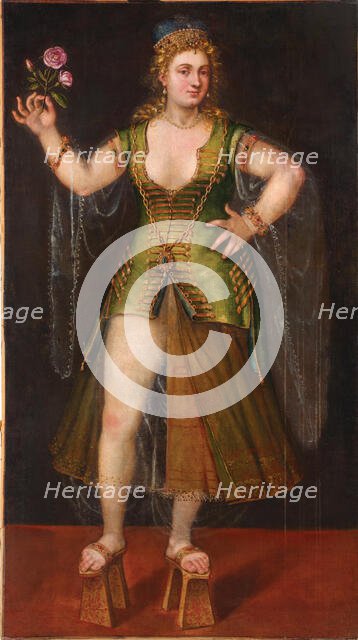 Portrait of a Sultana in Ottoman wooden shoes, 16th century. Creator: Anonymous ().