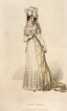 Woman in court dress, 1821. Artist: Unknown