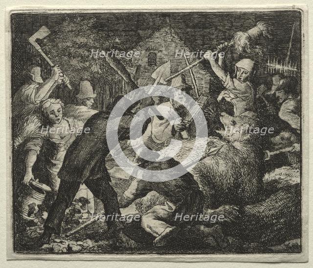 Reynard the Fox: Peasants Attack the Bear. Creator: Allart van Everdingen (Dutch, 1621-1675).