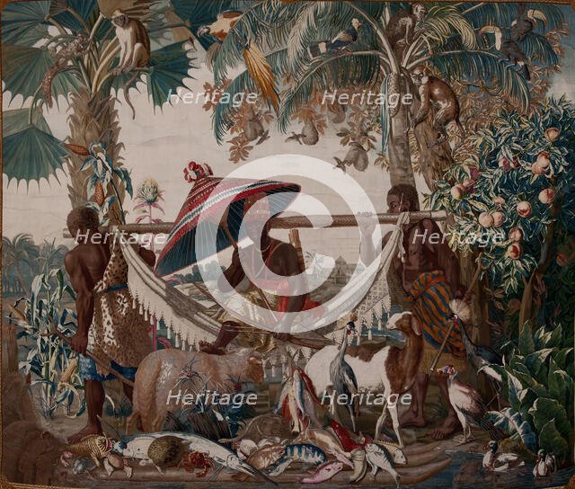 The King carried by two moors. From the Series "The New Indies". Gift from King Louis..., 1780-1781. Creator: Anonymous master.