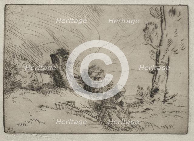 Peasant Woman Seated near a Hedge. Creator: Alphonse Legros (French, 1837-1911).