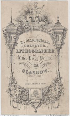 Trade Card for D. MacDonald, Engraver, Lithographer & Letter Press..., late 18th-early 19th century. Creator: Anon.