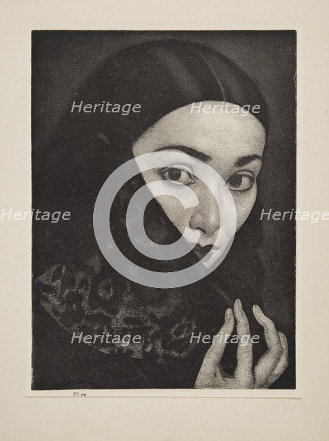 Lady with a Shawl, pub. 1926. Creator: Laura Knight (1877 - 1970).