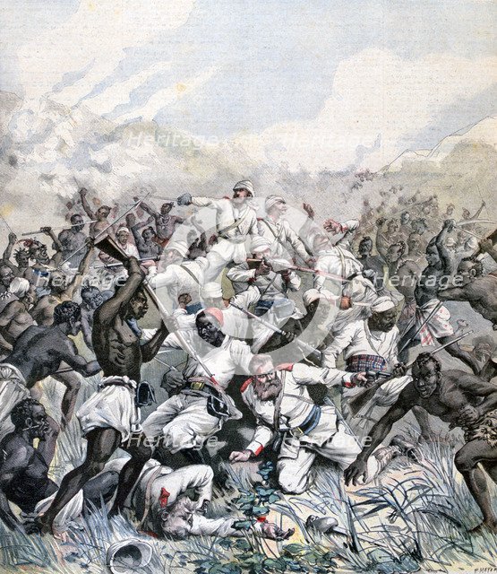 Destruction of a German expedition in Africa, 1891. Artist: Henri Meyer