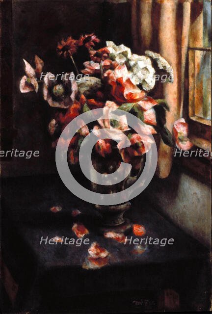 Flowers in a Glass Vase, 1927. Creator: Henry Lee McFee.