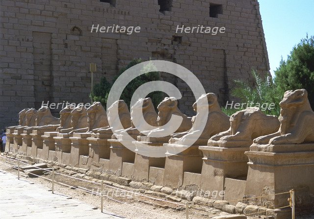 Line of ram-headed sphinxes, temple of Rameses II, Karnak, Egypt, 13th century BC. Artist: Unknown