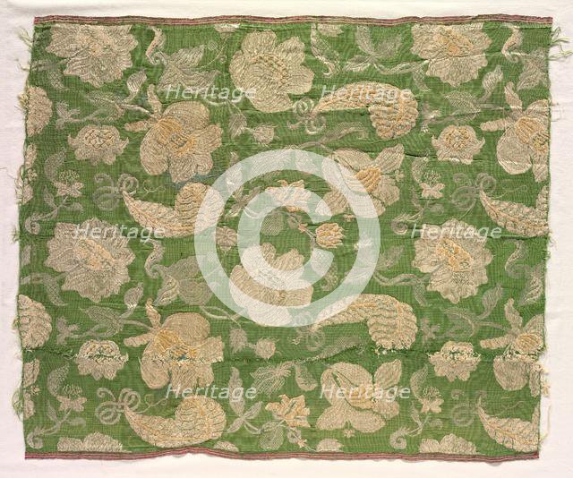 Fragments of Silk Textile, 18th century. Creator: Unknown.