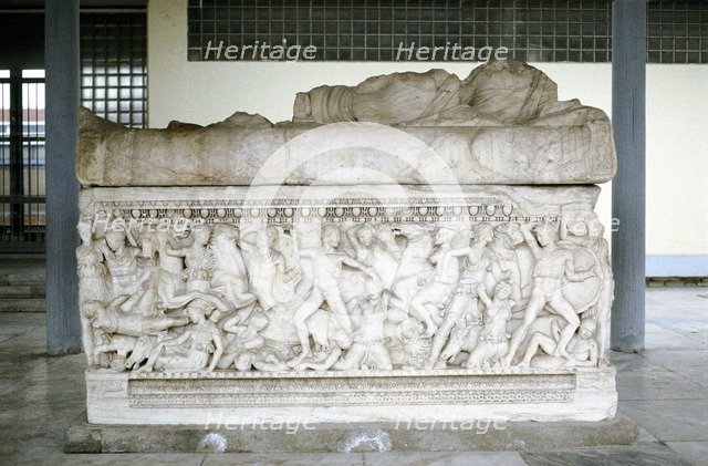 Battle scene from a sarcophagus, c300 BC. Artist: Anon