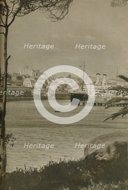 'An Orient Liner berthed in Woolloomooloo Bay', 1937. Artist: Unknown.