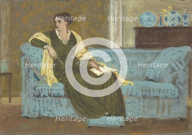 Woman Seated on a Sofa, 1865-1915. Creator: Walter Crane.